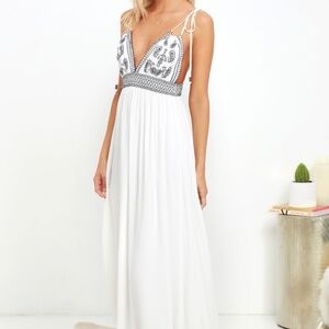 Lulus Days Of Sunlight Ivory Embroidered Maxi Dress White - Size L